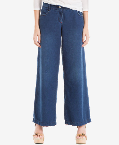 Max Studio London Cotton Dark Blue Wash Wide Leg Jeans